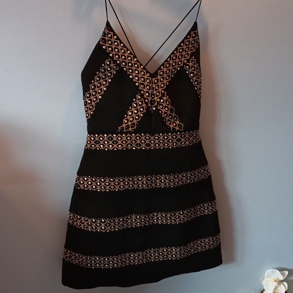 Topshop black strappy gold studded dress - Picture 2 of 5